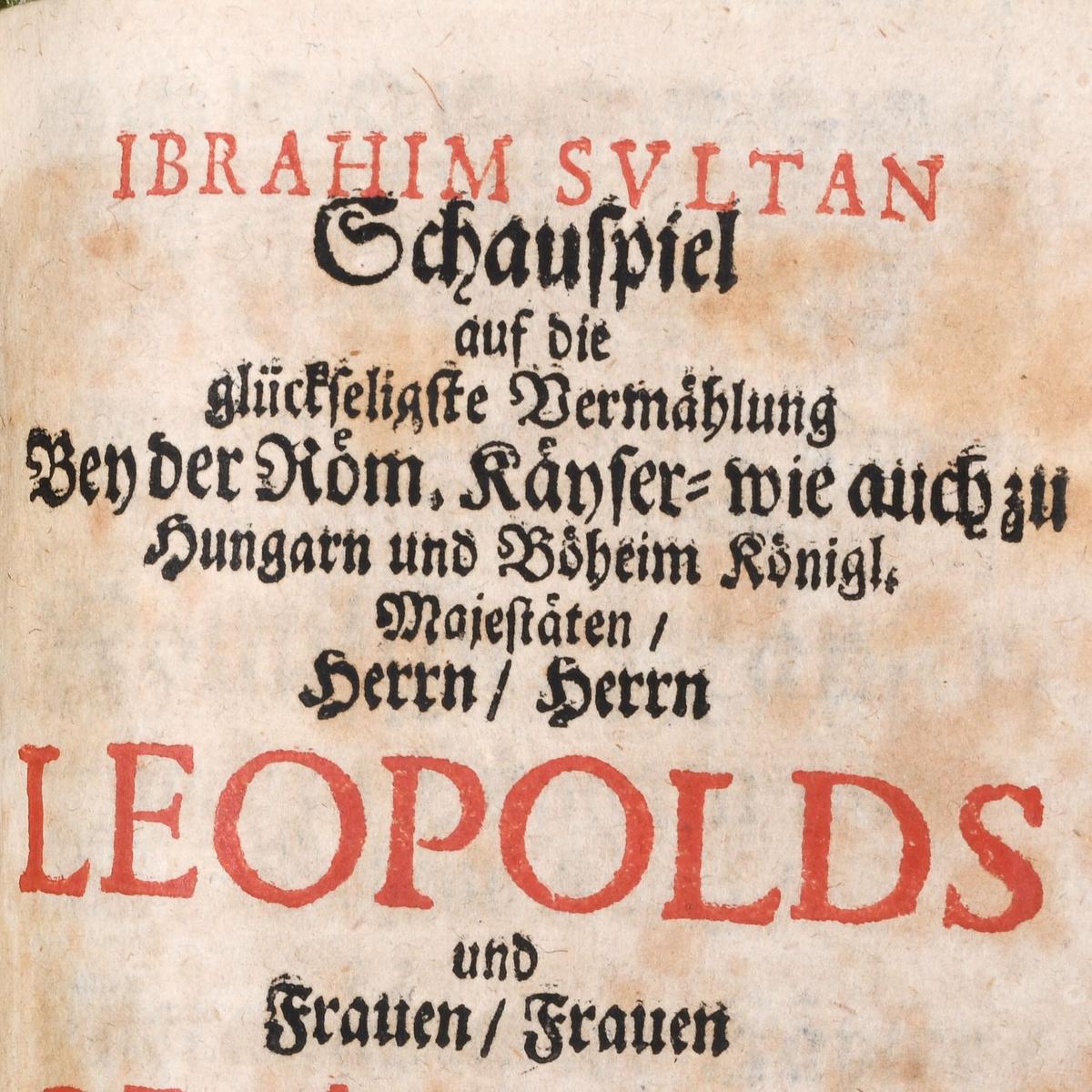 Detail des Titelblatts. Hinweis auf die kaiserliche Vermählung, die den Anlass des Stückes gab.