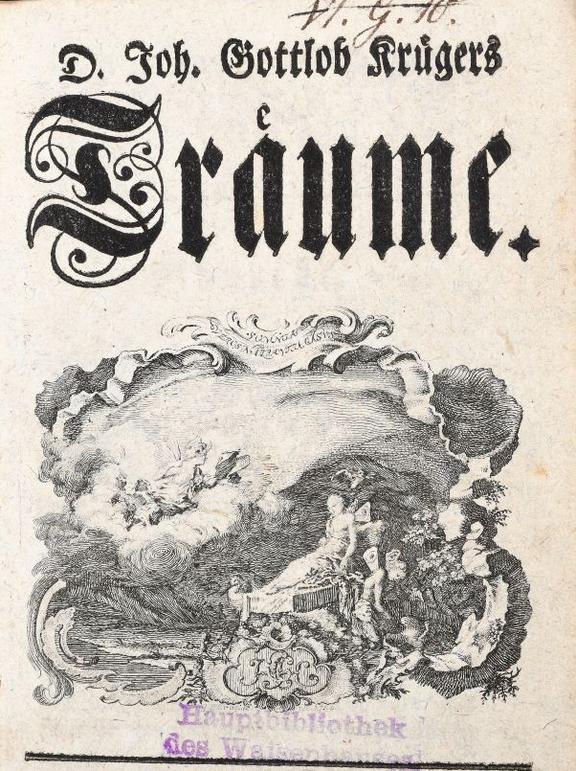 Die Abbildung zeigt Titelblatt und Frontispiz der dritten Auflage von Krügers 