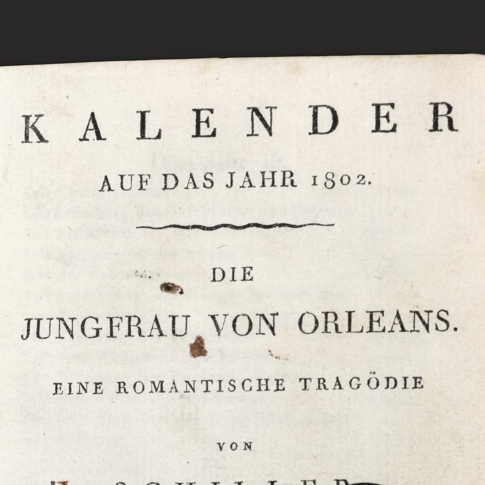 Nahaufnahme des Titelblatts. Zu sehen ist der Schriftzug "Kalender auf das Jahr 1802".