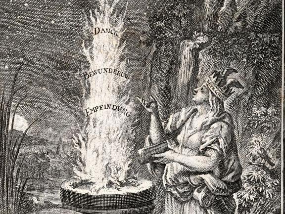 Die Abbildung zeigt das Frontispiz zu Band 5 von Brockes 