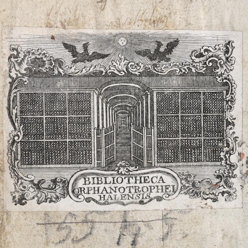 Nahaufnahme des Bibliothekssignets aus dem 18. Jahrhundert.