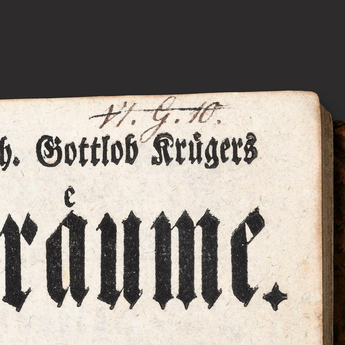 Detail des Titelblattes. Es zeigt die Signatur.