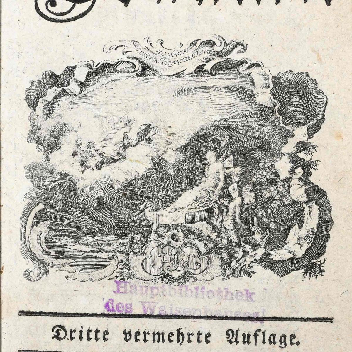 Detail des Titelblattes. Es zeigt die Vignette auf dem Titelblatt.